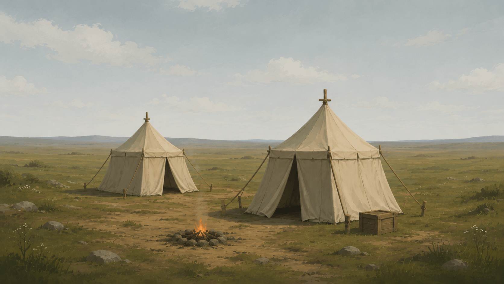 A camp on open ground